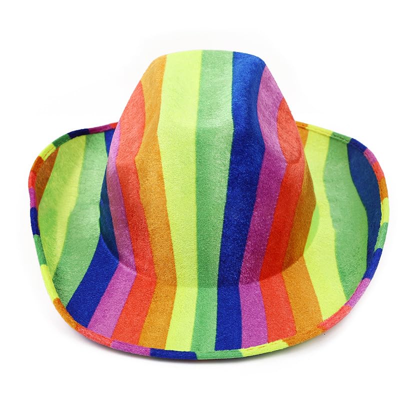 Pohotobooth Props Ltd Western Cowboy & Cowgirl Hats – One Size Fits Most – Perfect for Rodeos, Costumes, Festivals, Parties & Country-Themed Outfits (Rainbow Multi-Coloured) — image 1