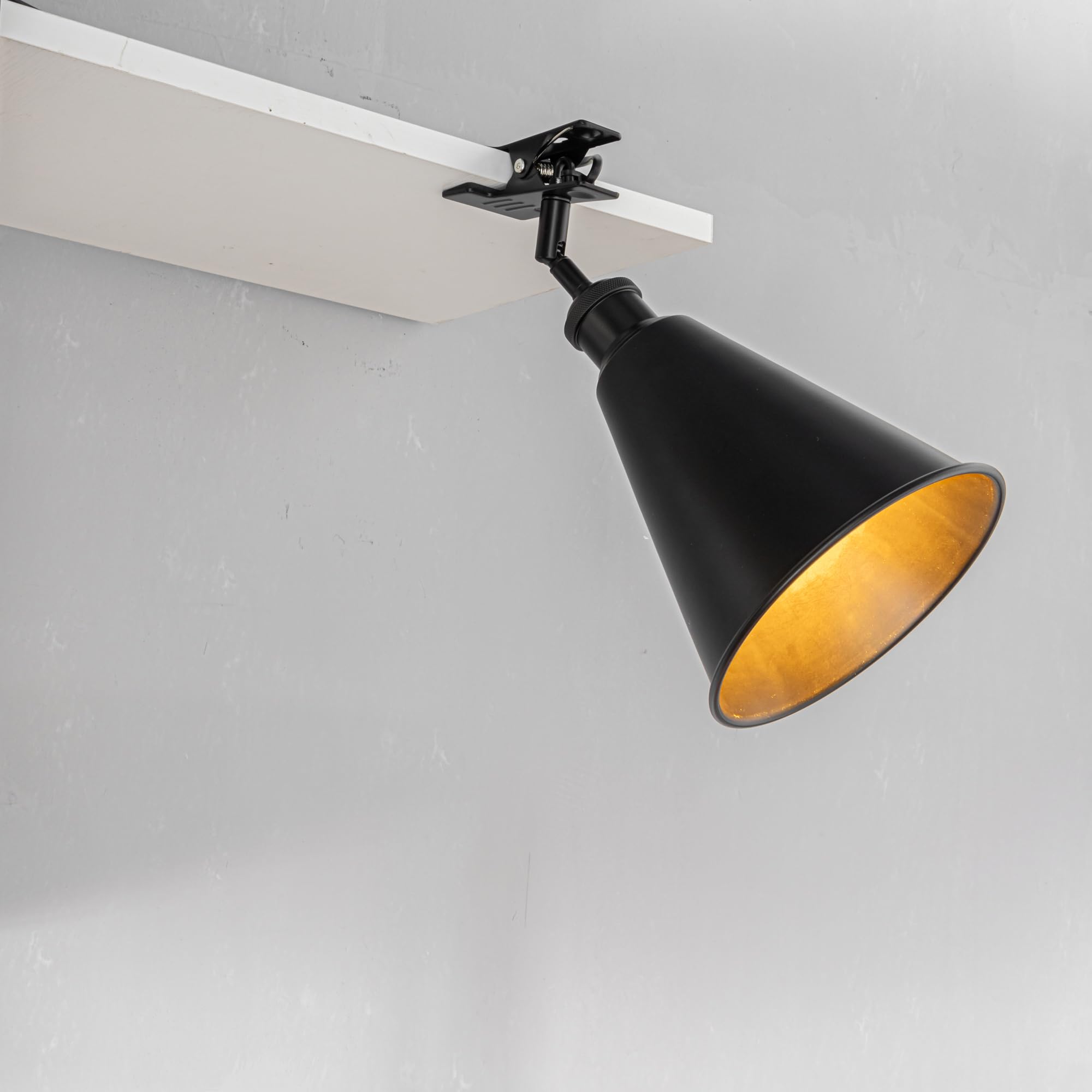 Verstellbare Klemmlampe mit E27-Fassung,1 Packung Leselampe mit 1,8 m Kabel, Dimmbar Nachttischlampe,Schreibtischlampe für Büro Heimgebrauch - 19x19CM Schwarz Lampenschirm- TD0603