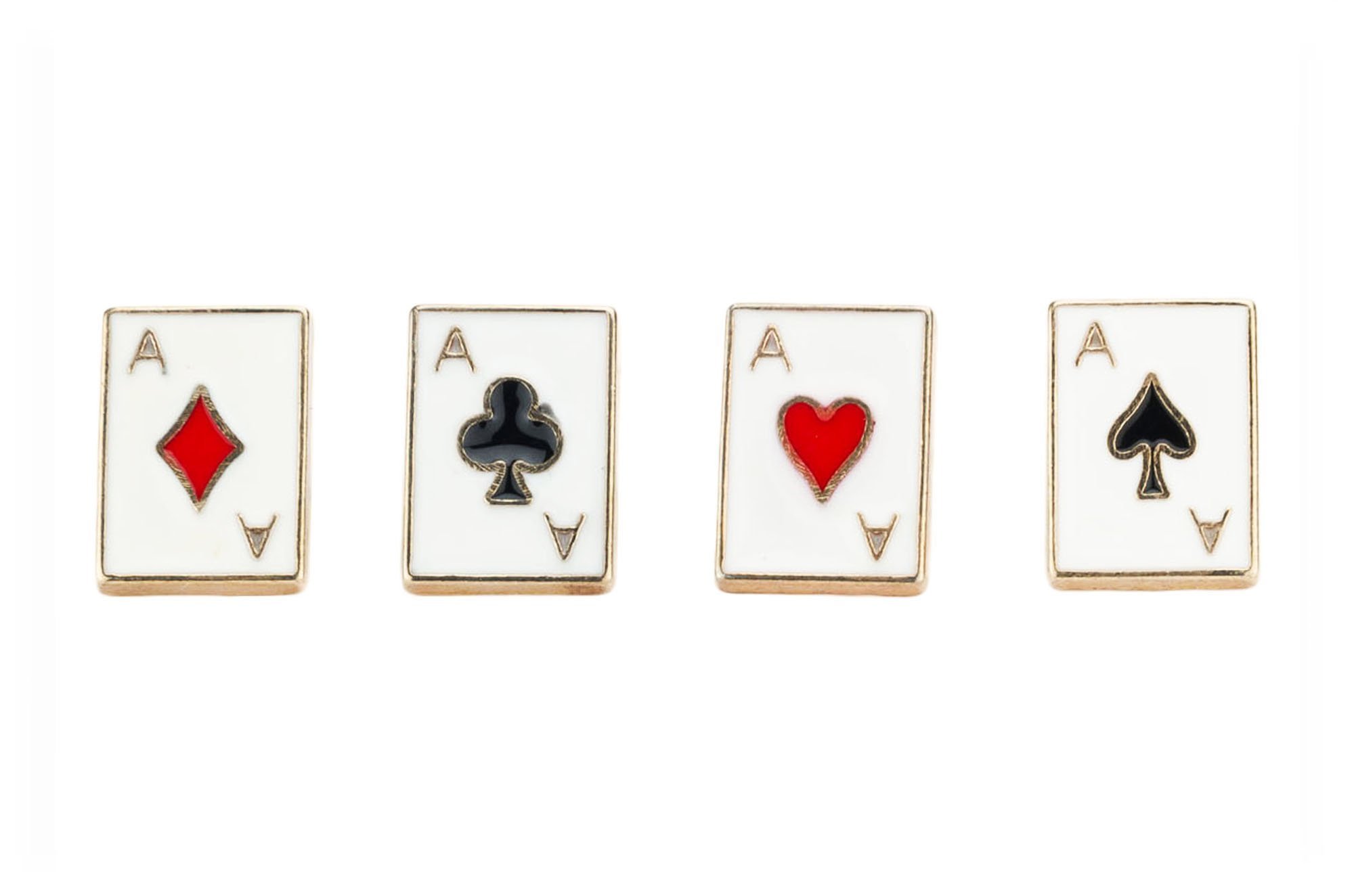 Knighthood Men's Ace Of All Suits Set Of 4 Lapel Pin/Collar Pin/Shirts Stud Multi