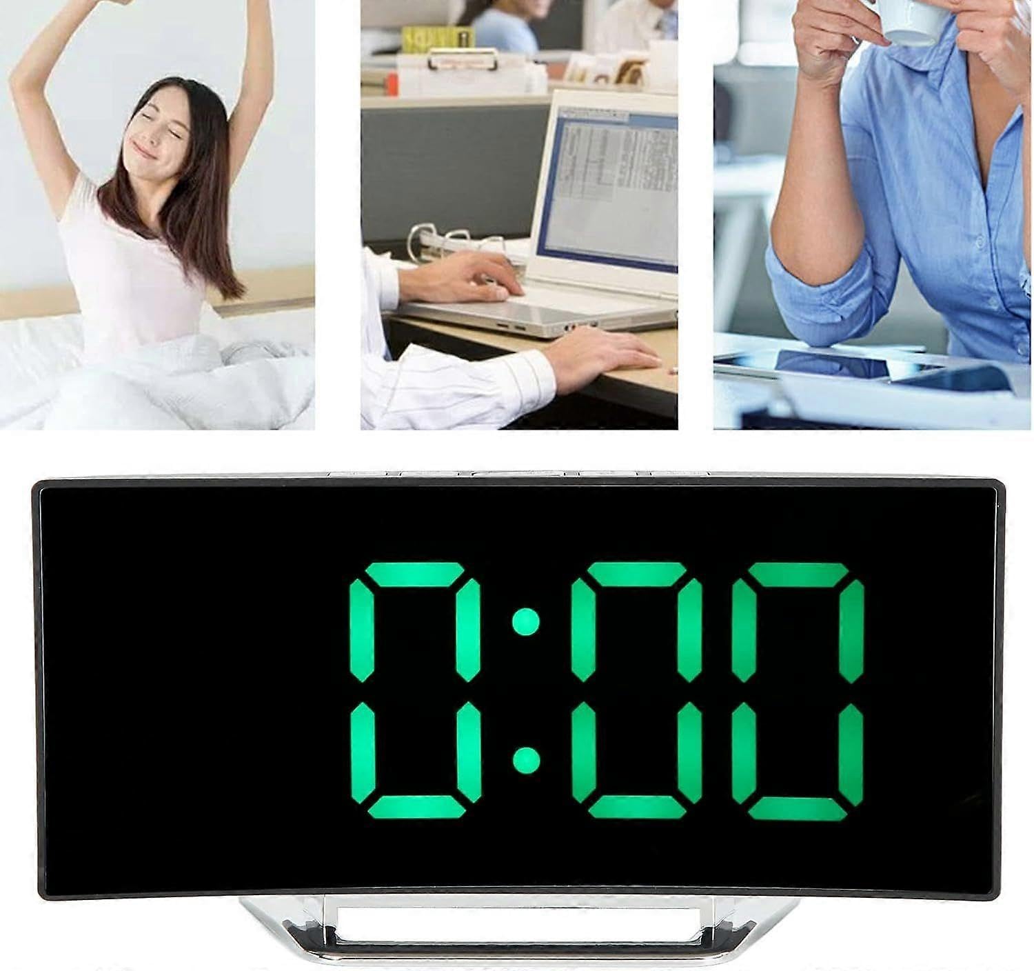 JOYHAPPST Mirror Clock. LED Screen Display Multifunction Digital Alarm Clock Mirror Two