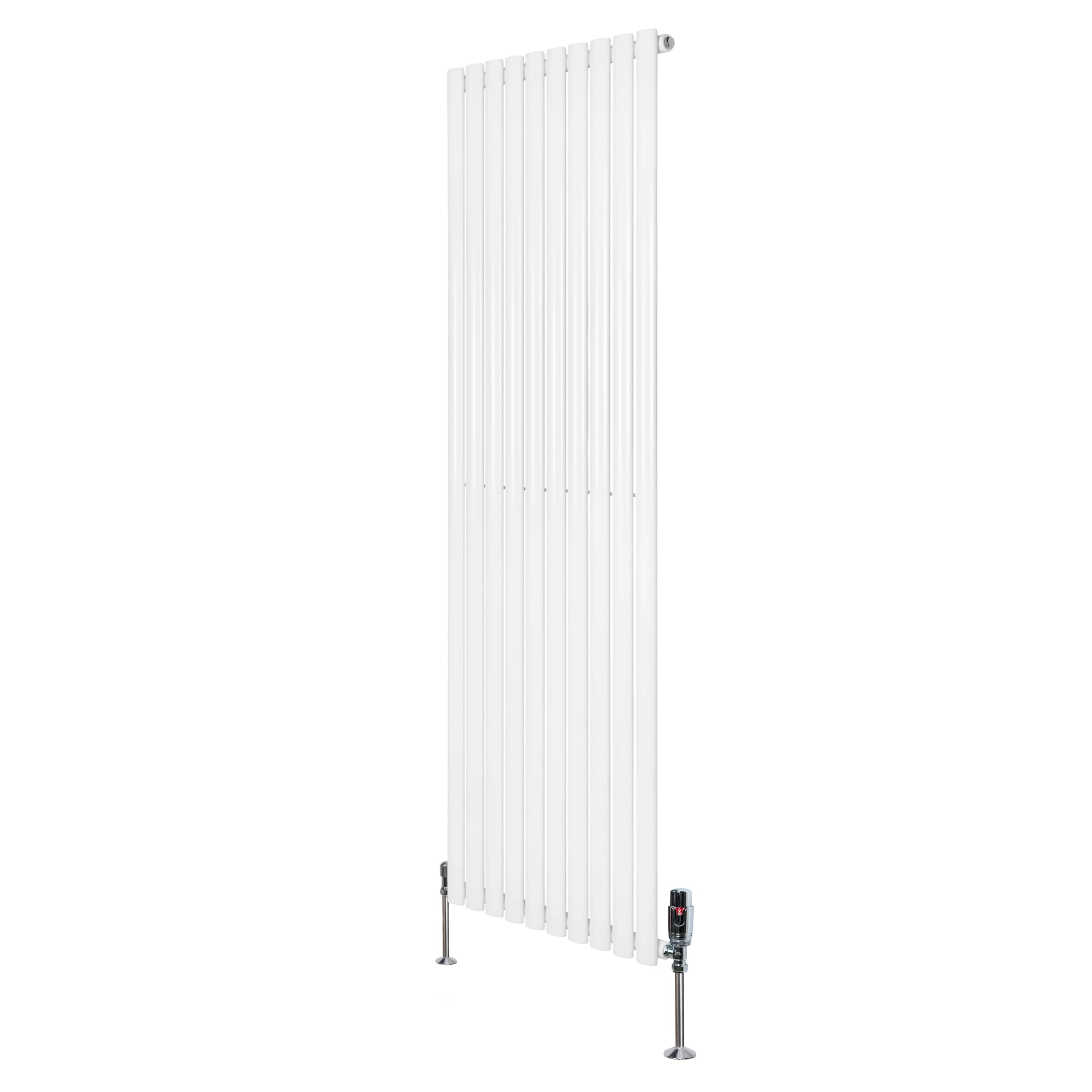 Oval Single Column Radiator 600mm x 600mm & TRV Chrome Valves Modern Designer Single Panel Central Heating Heater Matt Anthracite Grey Carbon Steel Horizontal FREE Cleaning Brush Fixing Kit & Brackets