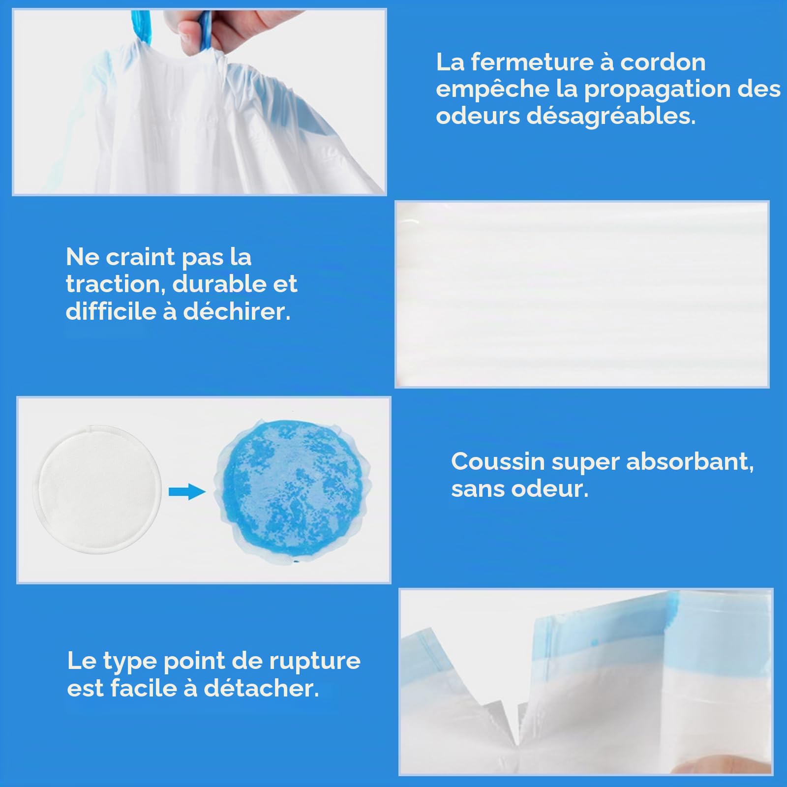 Sacs Chaises Percées: 40 Pièces Sacs De Chaise Percée Et Coussinets Absorbants, Sac Adulte Toilette Sèche, Doublures De Chaise Percée Portables, Sac Hygiénique pour Chaise pour Chaise Percée