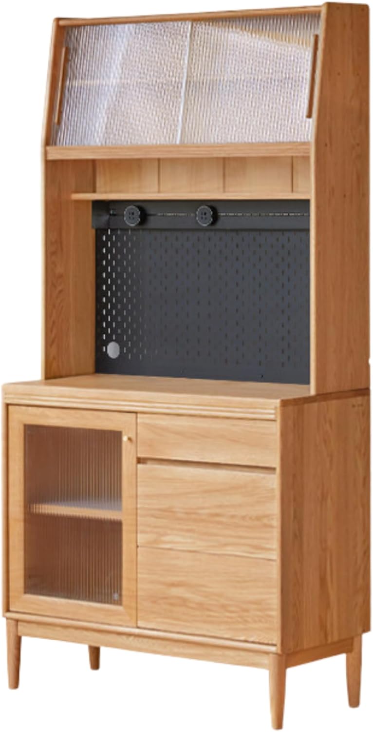 GVAwood Oak Solid Wood Modern Sideboard 39.4x17.7x35.4 inch / 100.4x45x90 cm/Natural Wood Color/Shuiyunsha Rock Slab Sideboard