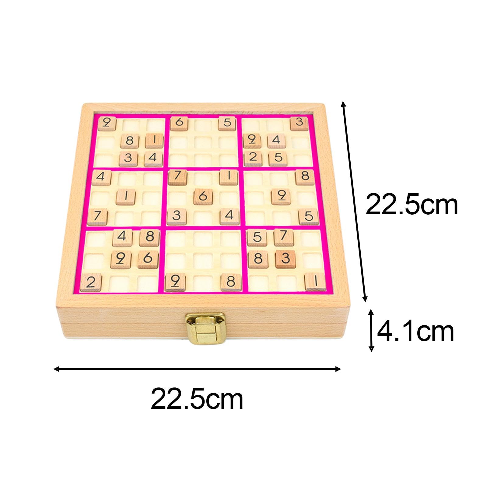 Almencla Sudoku Brettspiel, Holz Sudoku Spielbrett mit Zahlenplättchen, Lernspielzeug, Denksportaufgabe, Spielzeug für Erwachsene Im Alter von 7–14 Jahren, Rosa