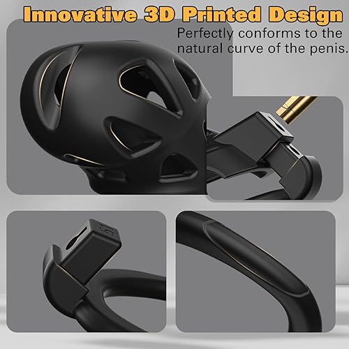 Miniatura 4 de Jaula de castidad masculina, dispositivo de castidad grande con anillos de 5 tamaños y bloqueo invisible para hombre, equipo de bondage y