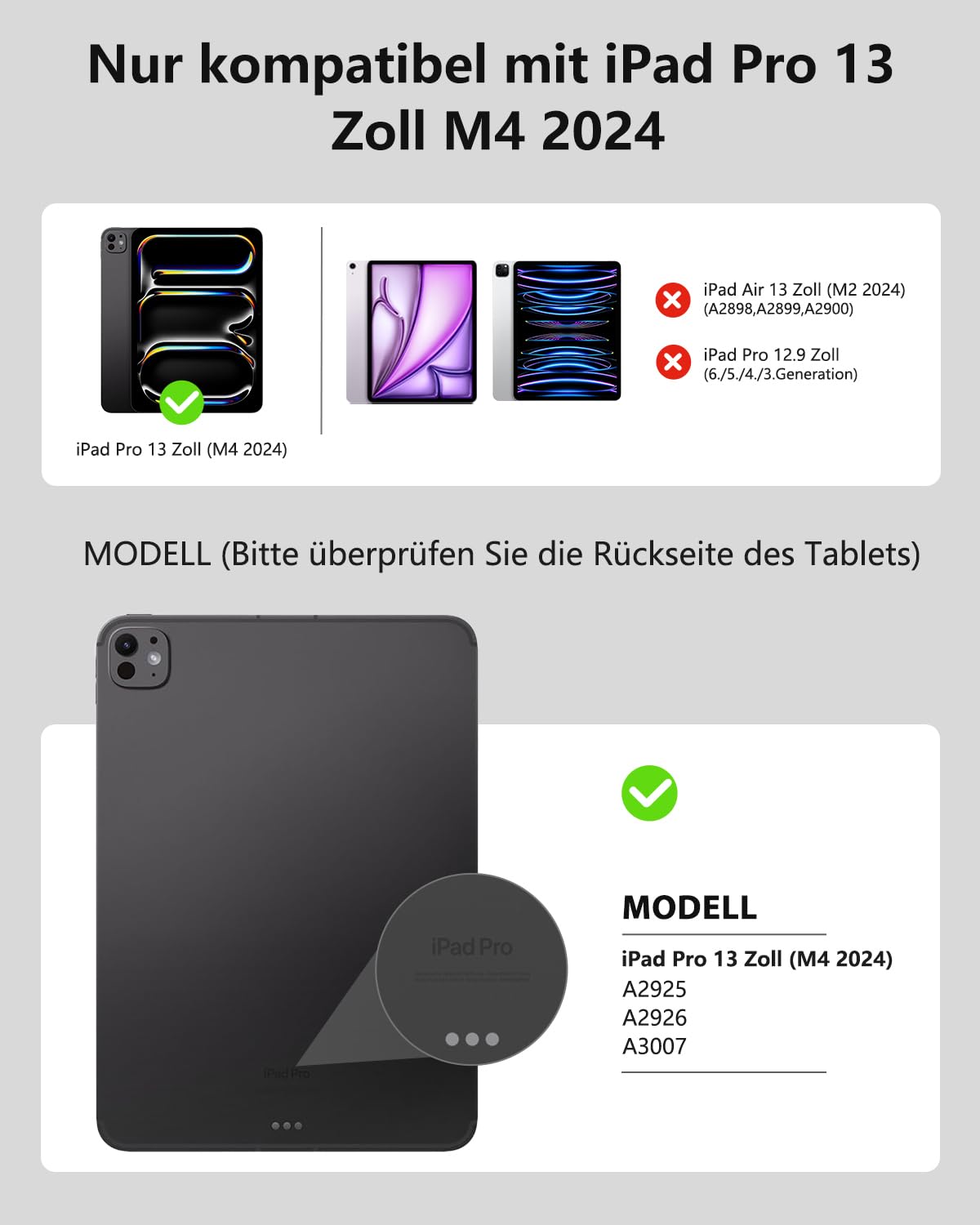TECURS Tastatur Hülle für iPad Pro 13 Zoll , Magic Keyboard