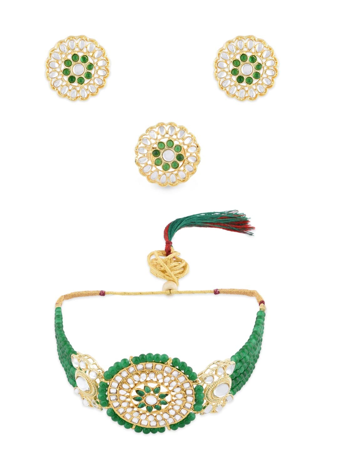 See full amazon price history chart for ZAVERI PEARLS Green Multistrand Beaded Kundan Choker Necklace Earring & Ring Set For Women-ZPFK11479 ZAVERI PEARLS Green Multistrand Beaded Kundan Choker Necklace Earring & Ring Set For Women-ZPFK11479 (B09MKL69X2) Amazon Price History, Amazon Price Tracker