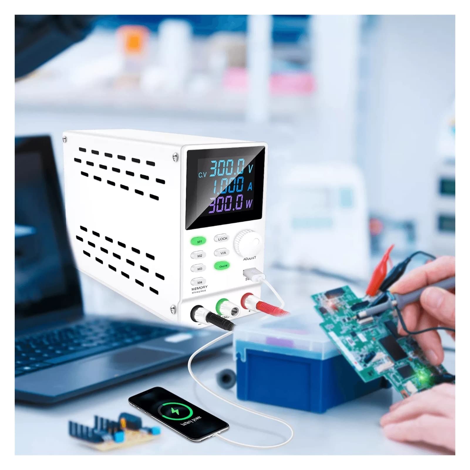 Régulateur de tension d'alimentation banc cc 200V 1A interrupteur régulateur d'affichage à LED Variable stabilisé réglable Sécurité des utilisateurs(SPPS2001D -black)