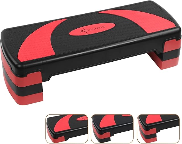 ACTIVE FOREVER Steppers for Exercise 3 Levels, Aerobic Step Board, Adjustable Height 10cm/15cm/20cm, Steps Equipment for Home & Office