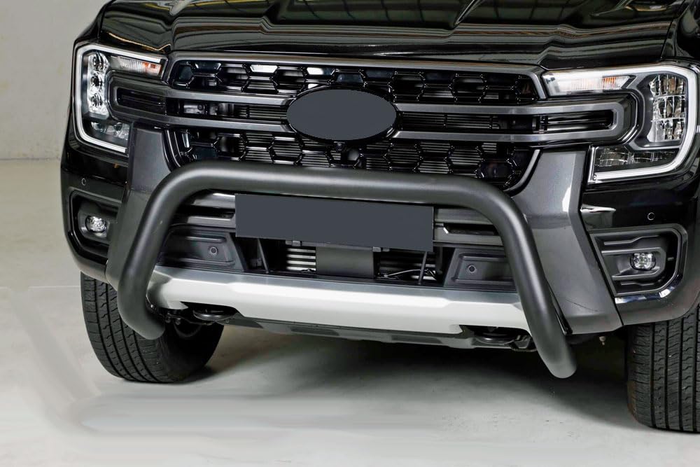 Barra di protezione anteriore nera Misutonida da 76 mm con omologazione CE, compatibile con Ford Ranger T9 (2023-) Bull Bar Barra anteriore Ram Bar