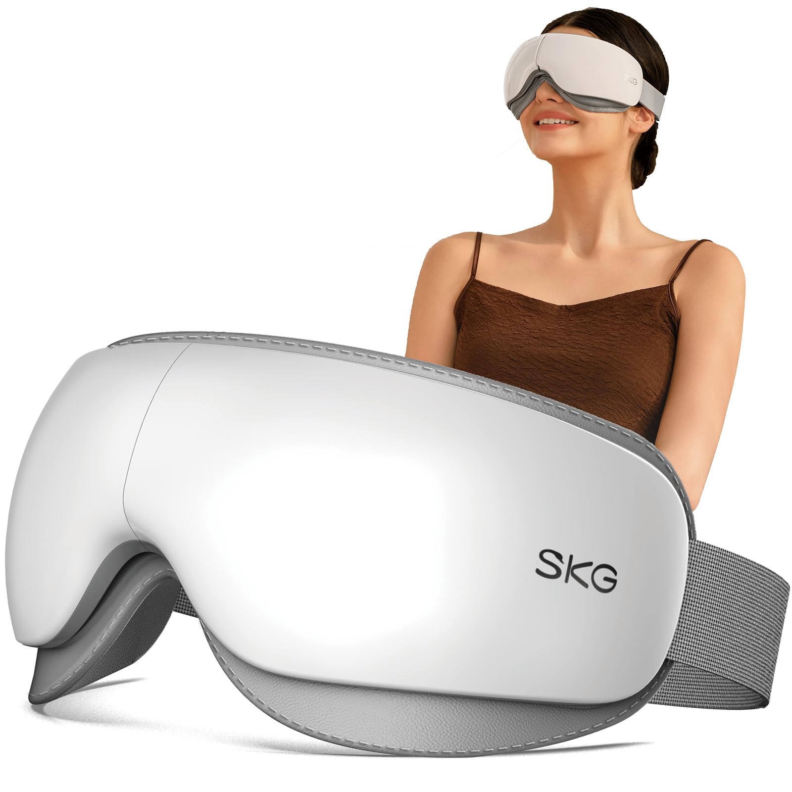 SKG Heated Eye Massager with Heat Compression Ultra-Quiet Eye Mask Massager for Relaxation and Eye Strain Relief Ideal