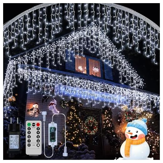 RJEDL 18+5M 600 LED Rinnovabili Luci di Natale da Esterno, Luci Natalizie da Esterno Cascata con 8 Modalità,Timer,Funzione Memoria Tenda Luminosa Esterno per Decorazioni Natalizie da Balcone