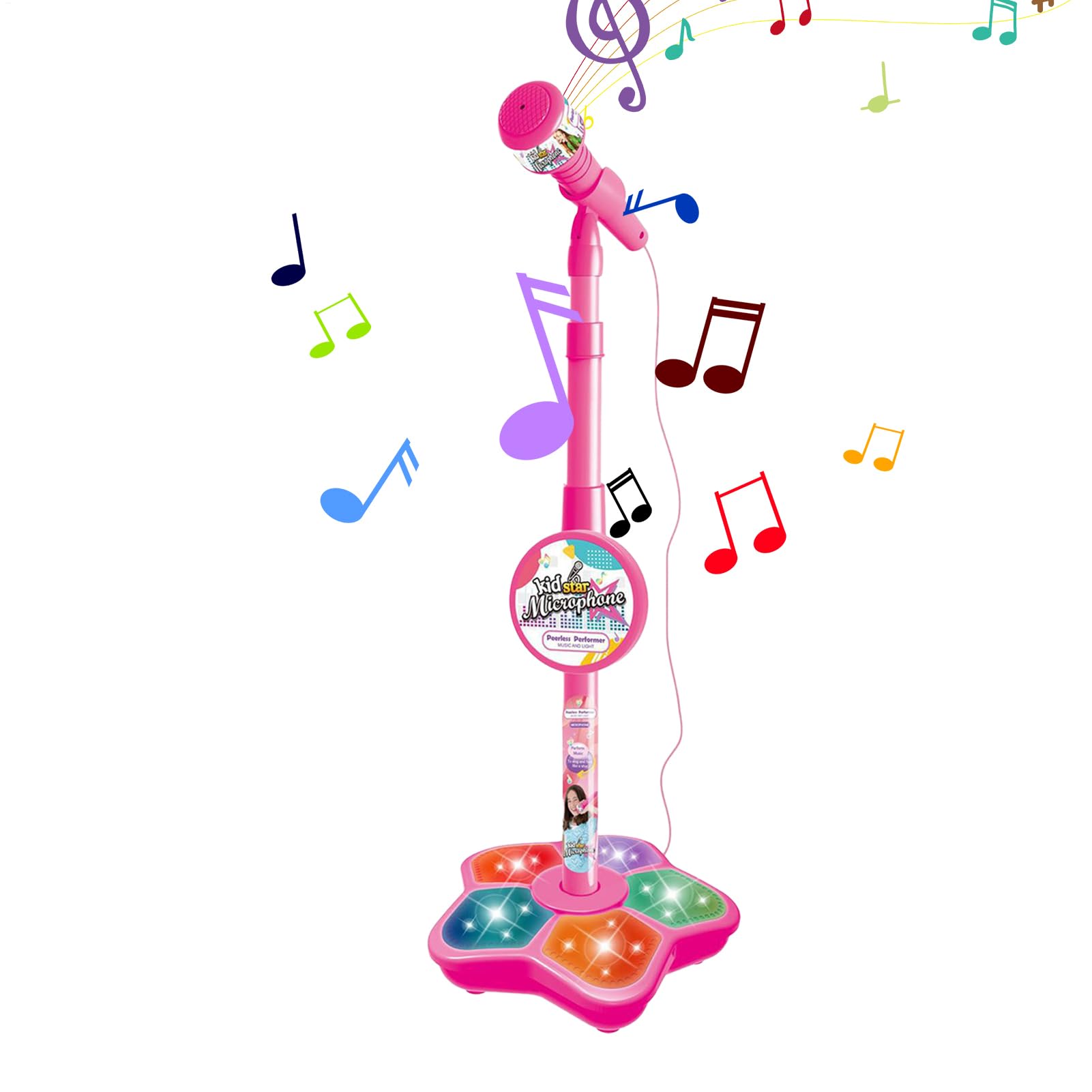 Micrófono para niños con Soporte, Juego de Altavoces de, Kit de reproducción Musical | Unidad Compatible con de Audio Inteligente, Rendimiento de iluminación con Efecto Eco para Juegos