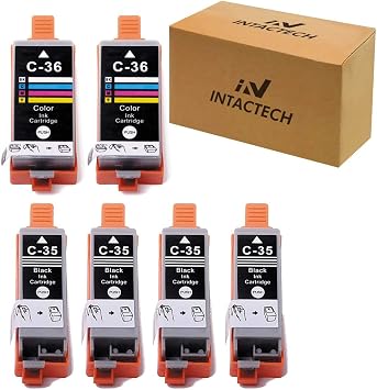 PGI-35 CLI-36 Ink Cartridges Replacement for Canon PIXMA TR150 TR152 TR160 iP110 iP100 mini260 mini320, 6 Pack 4 Black 2 Tri-Color