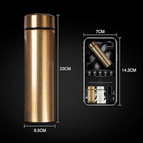 Miniatura 4 de Botella de agua con pantalla LED de temperatura, botella de agua aislada al vacío de doble pared, taza de viaje deportiva de acero inoxidable, sin