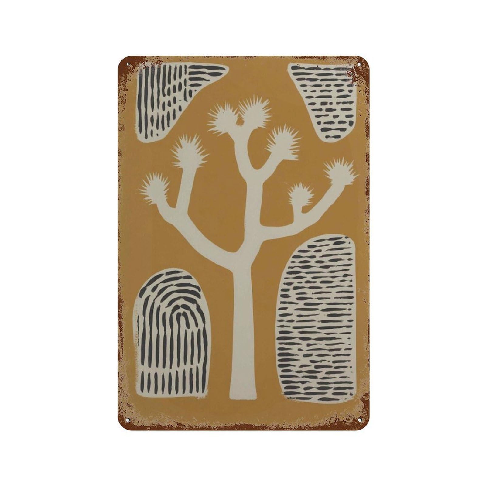 xiaoxiaoshen Modern Joshua Tree Abstract Desert Plant Minimalist Boho Cactus Eh Tone Tribal S Wall Decor Art Metal Tin Poster Modern Home Decor Art Home Bar Shop Decorations Vintage Sign 30x20cm