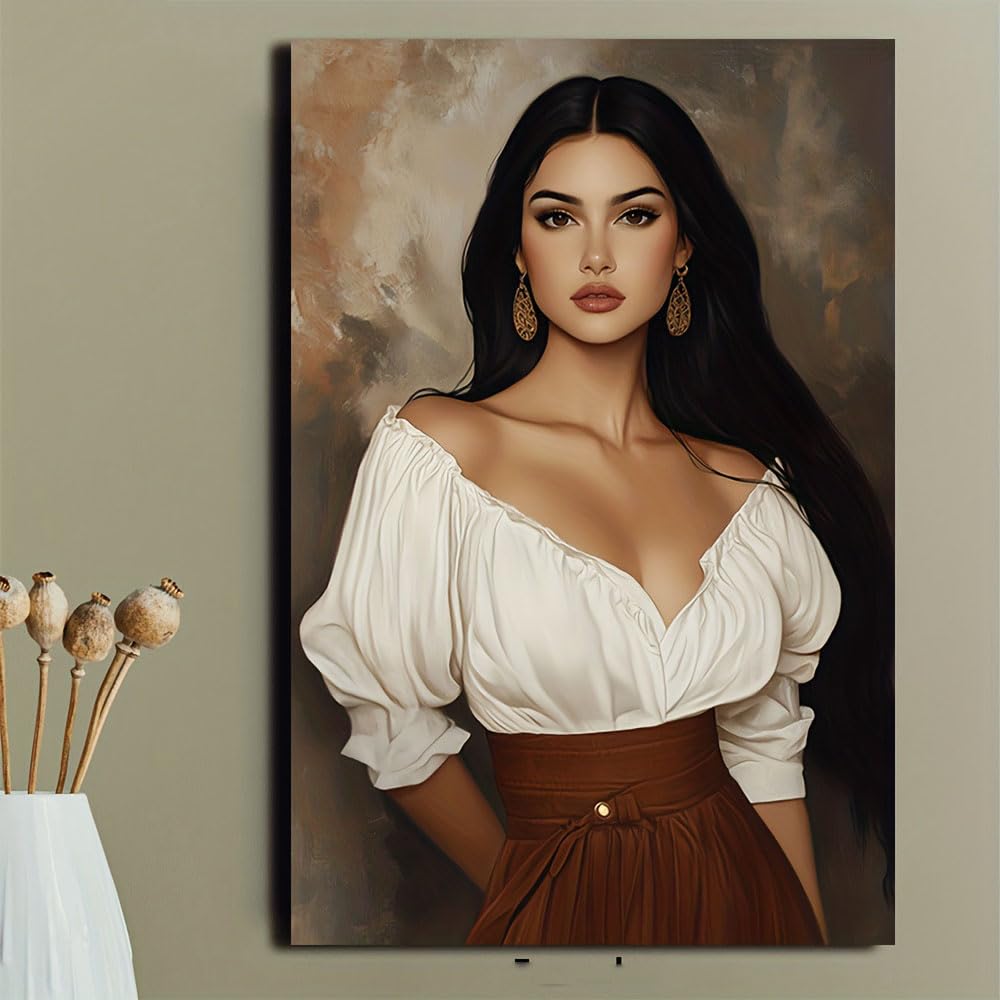 CWZBFEH Passionate Stylish Chic Elegant Woman Canvas Wall Art, for Living Room, Bathroom(40x50cm/No frame)
