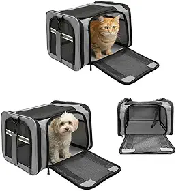 Bolsa de Transporte para Pet Cães e Gatos Ventilada com Alça Ajustável e Base Dobrável 48x29x29 até 12kg