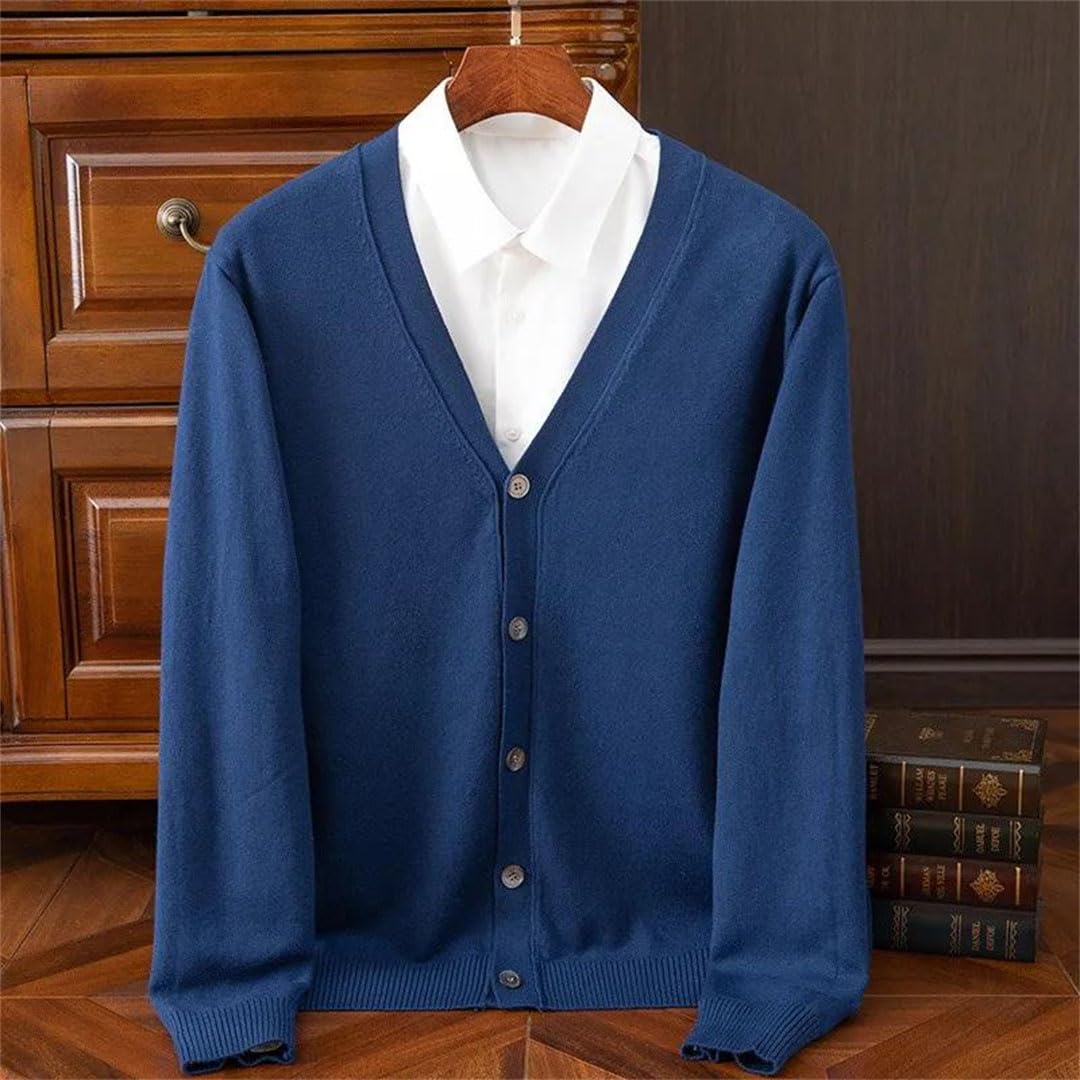 Cárdigan de punto de cachemira para hombre, talla grande, con cuello en V, para otoño e invierno, de lana cálida, de alta gama
