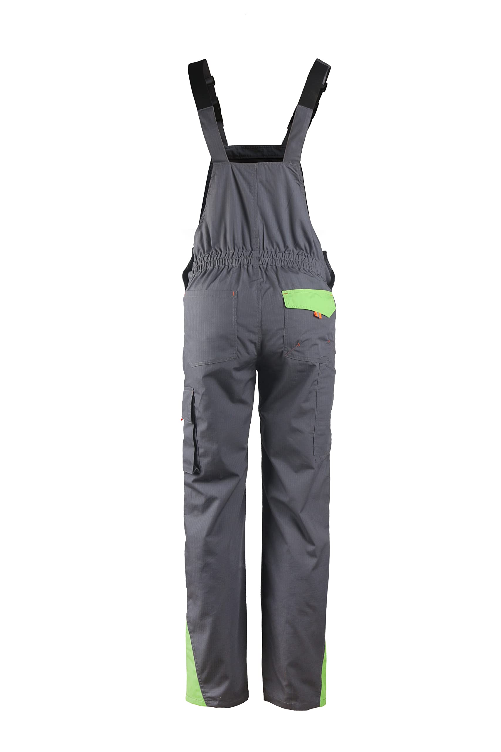 Stenso Prisma Arbeitshosen Männer Latzhose Herren Arbeitshose aus Ripstop - Leichtes und Verschleißfestes Material, Arbeitslatzhose Herren mit Cargotasche, Elastische Taille Grau/Grün EU50
