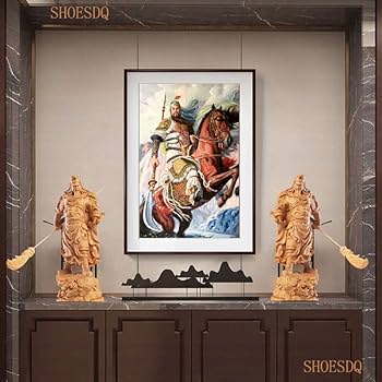 Amazon.co.jp: 三国志 置物 関羽像 高級天然ツゲ木彫り 置物 中国伝統