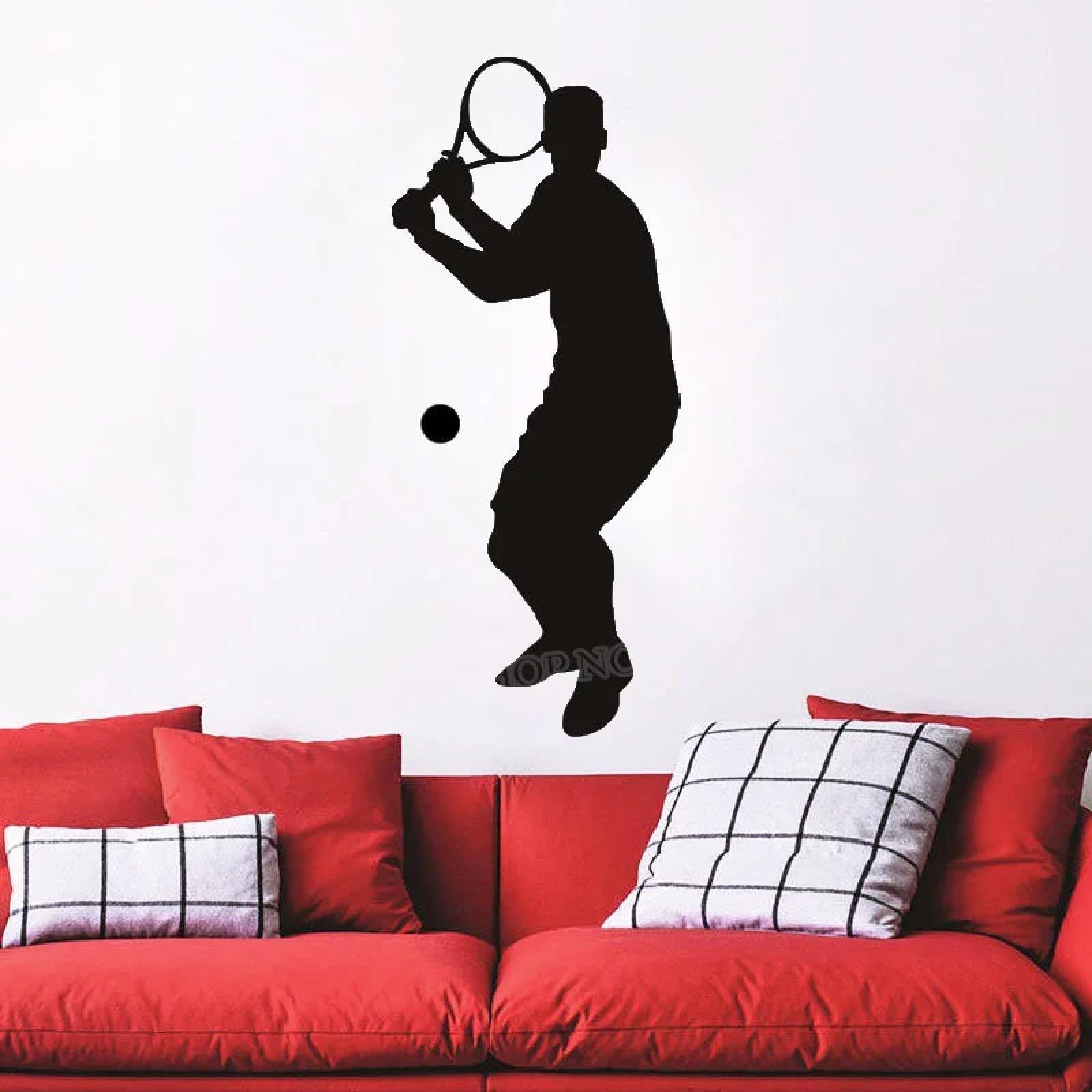 Tennis Sports wall Stickers Tennis Player Front Swing Hitting wall Stickers Gym Sports Art Stickers