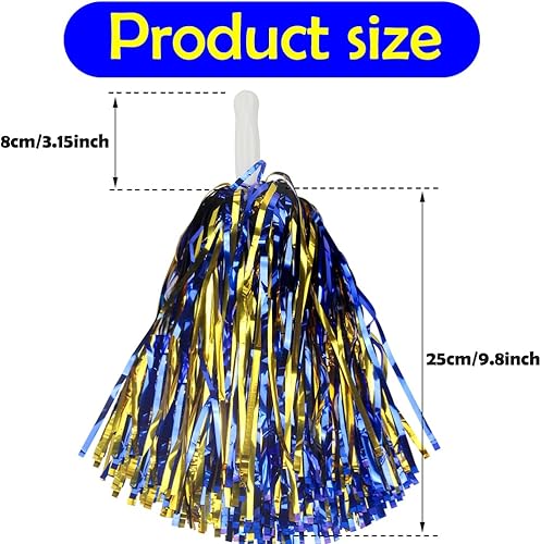 Miniatura 85 de Hooshing 12/24/100 pompones de animadora de papel metálico con asas de plástico para rooters, escuadrón de animación, deportes de espíritu
