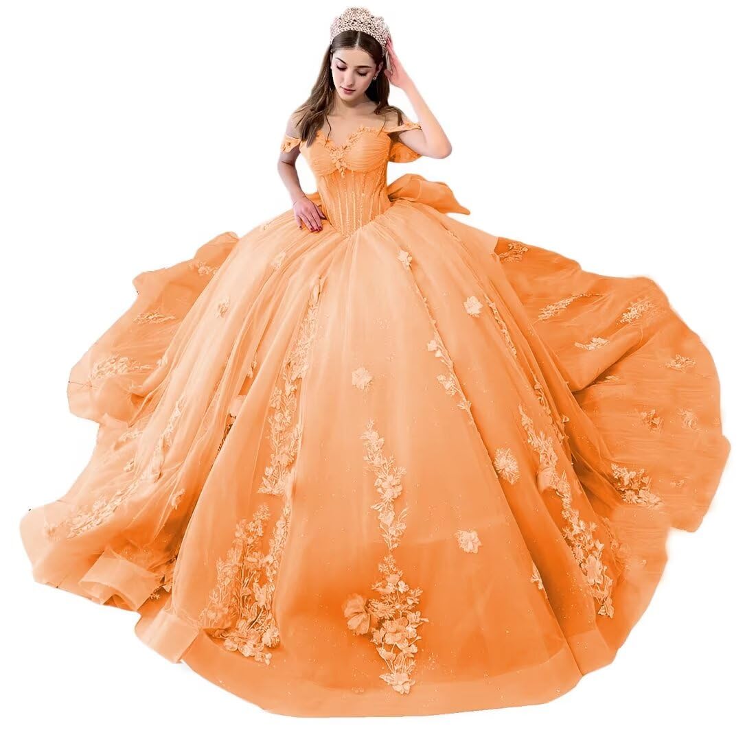 Mauuwy Sweetheart Ball Gown Quinceanera Dresses Bead Appliques Flower Long Prom Dress Party Gowns Vestidos De 15 Anos YMX173