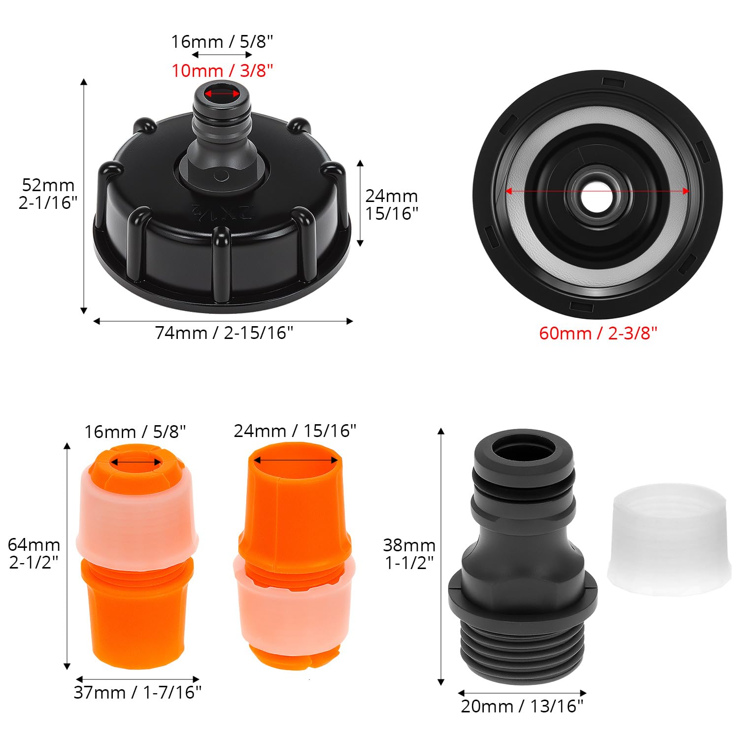 Ventes Flash Noël : 2 Pièces IBC Bouchon De Réservoir,S60x6 IBC Raccord/Bouchon Mamelon,1/ Pas Cher