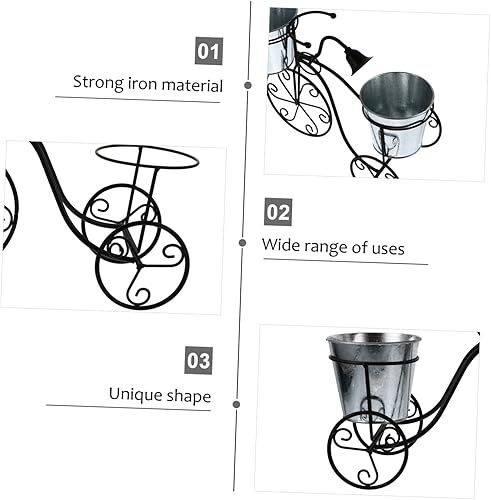 Miniatura 3 de Cabilock Soporte de bicicleta de metal para macetas, soporte para plantas de bicicleta, soporte para plantas de pie, para exteriores, soporte para