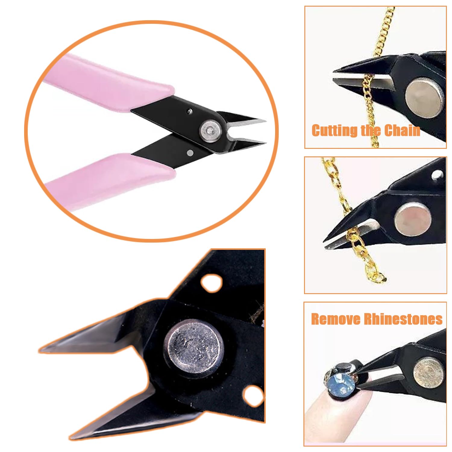 Rhinestone Remover, Rhinestone Remover Nipper, Stainless Steel Nail Art Scissors, Nail Art Decorations Remover DIY Tool, Nail Cutter Manicure Tools (Pink)