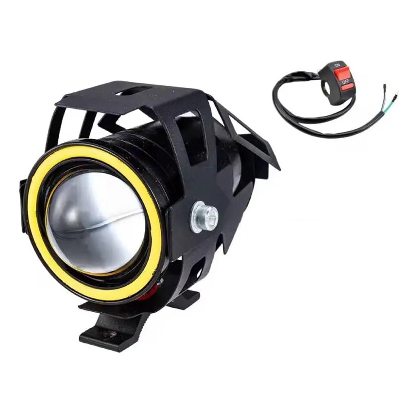 Luces auxiliares moto amarillas con potente faro de ojo de ángel LED antiniebla universal 5