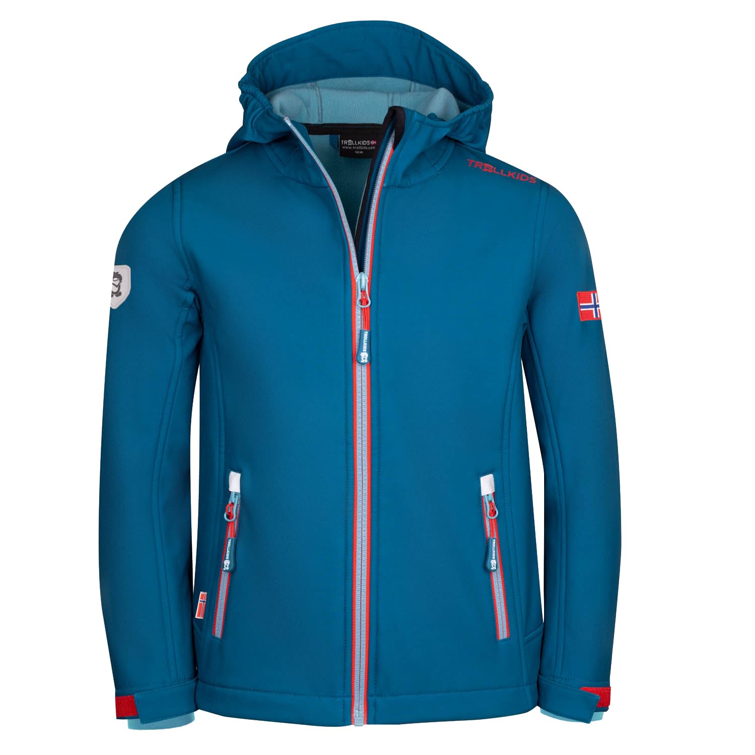 Trollkids Kids Trollfjord Jacket 140, Petrol/red