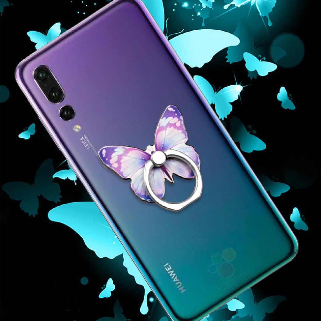 Lot De 4 Supports Anneau Papillon Pour Téléphone - Rotation 360°, Couleurs Assorties