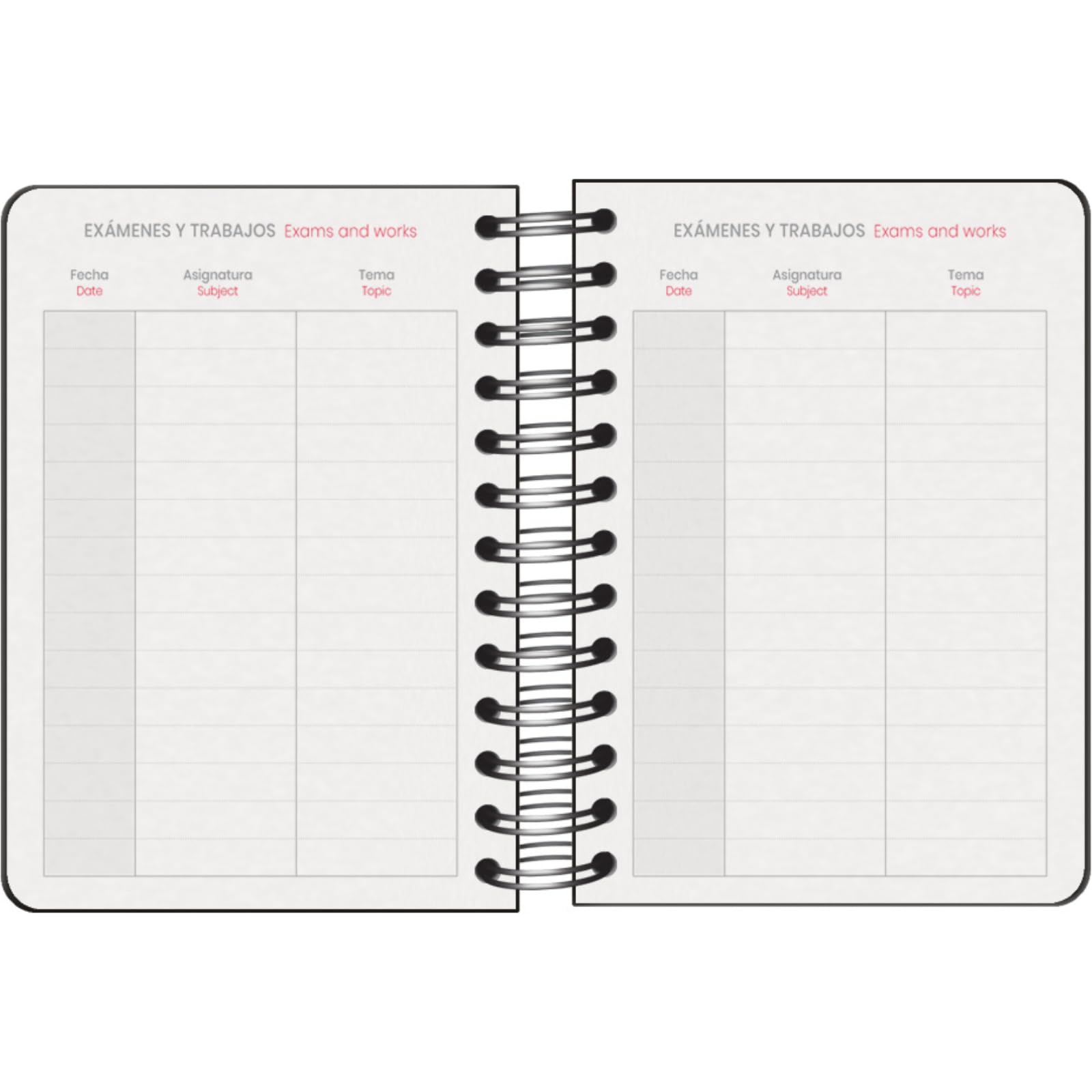 Dohe, School Planner 2025 2026, Day per Page, A6 Size (12x17 cm), Spanish and English, Double Spiral Binding and Elastic Band - Image 4
