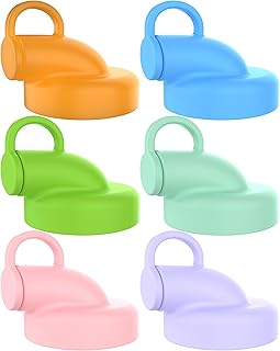6-Pack Silicone Milk Bottle Dispenser Lids, 48mm Leak-Proof Reusable Pour Spout Conversion Caps for Stanpac & Libbey & The Dairy Shoppe, 6 Colors Replacement Set, Dishwasher-Safe, Jug Not Included