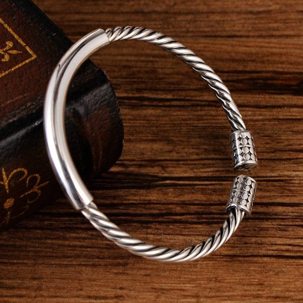 Brazaletes de cadena con brazalete, brazalete de plata, brazalete retro Brazalete de plata esterlina Cuerda de cáñamo trenzada Pulsera abierta retro suave Brazalete de plata esterlina 26g (Color : 26g