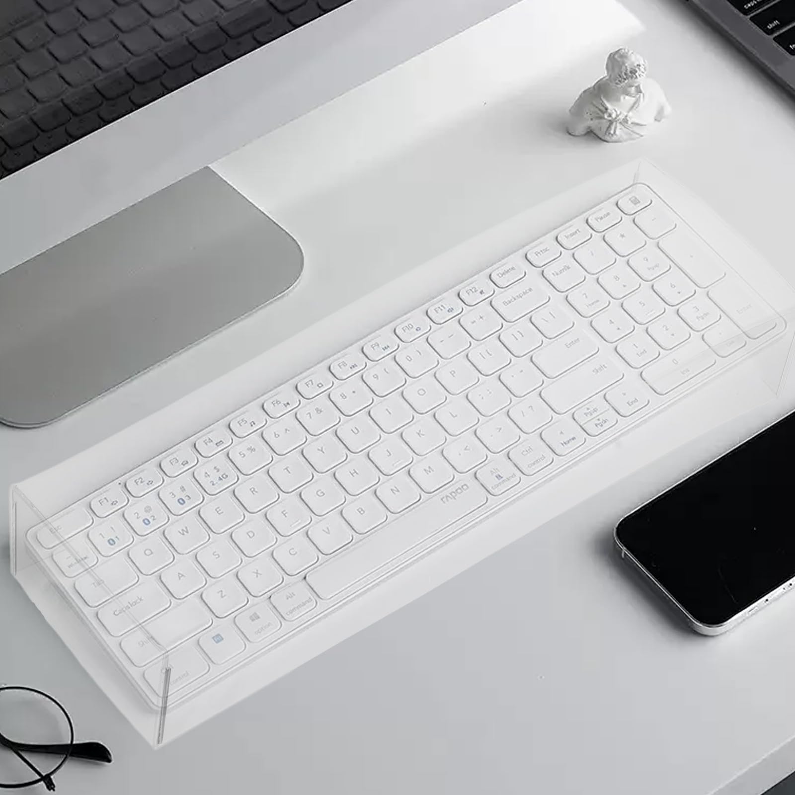 Copertura Protettiva Protezione Antipolvere in Acrilico Bianco per Tastiera Design Trasparente Resistente ai Graffi per Computer Laptop e Tastiere Meccaniche