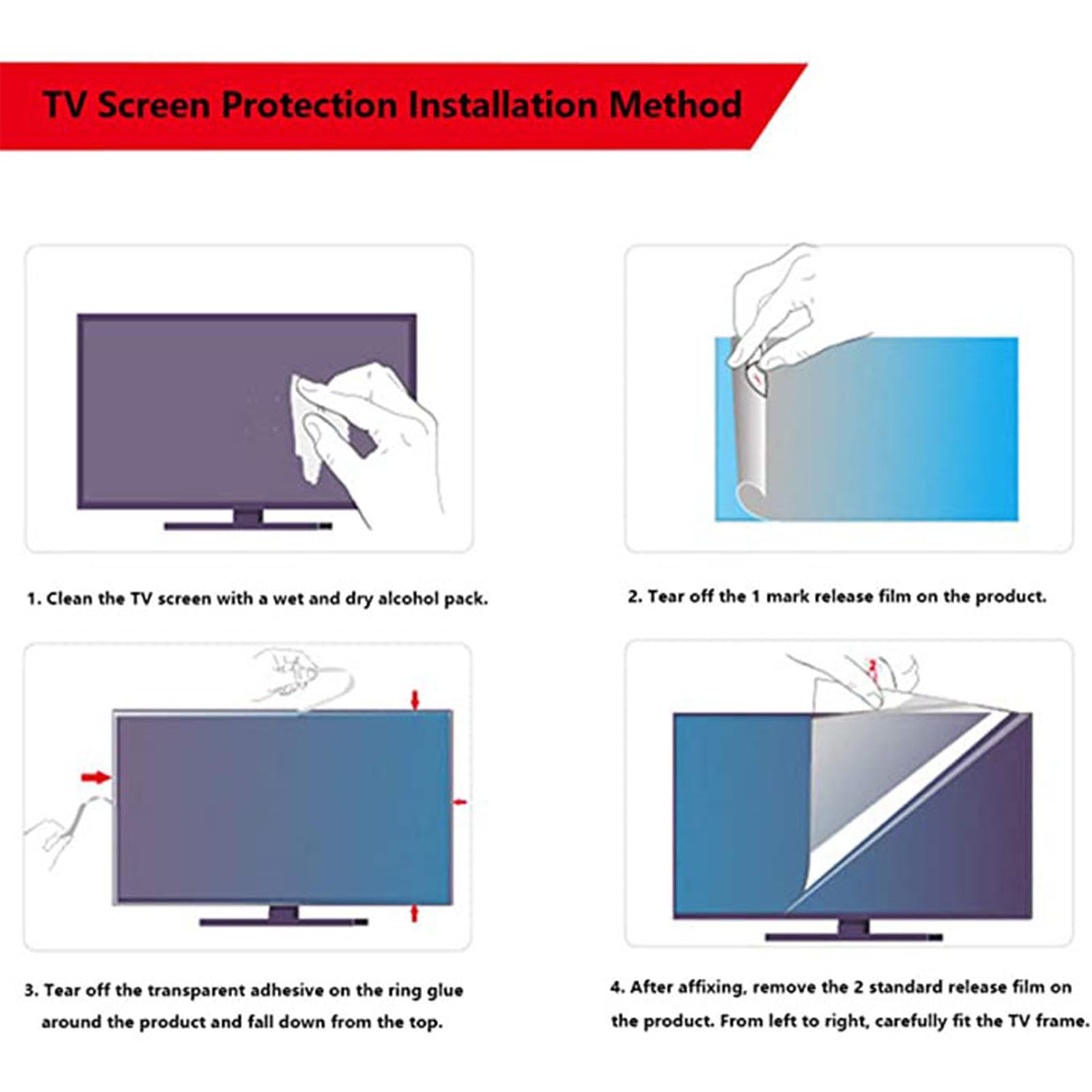 Protezione schermo TV filtro anti graffi, Pellicola protettiva for schermo TV da 32-47 pollici, blocco della luce blu, riduzione dell'abbagliamento(32 in 704 X 395mm)