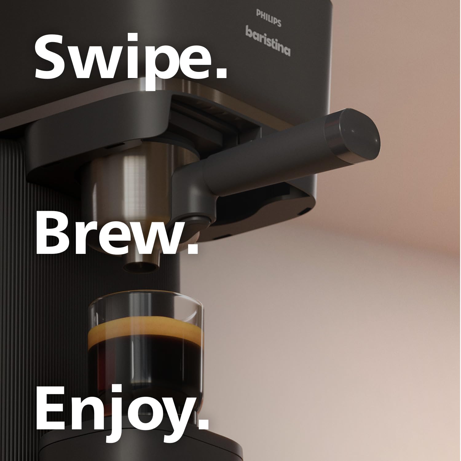PHILIPS Baristina - Macchina per caffè espresso – Real Espresso Made simple, (nero grigio – portafiltro nero e montalatte)