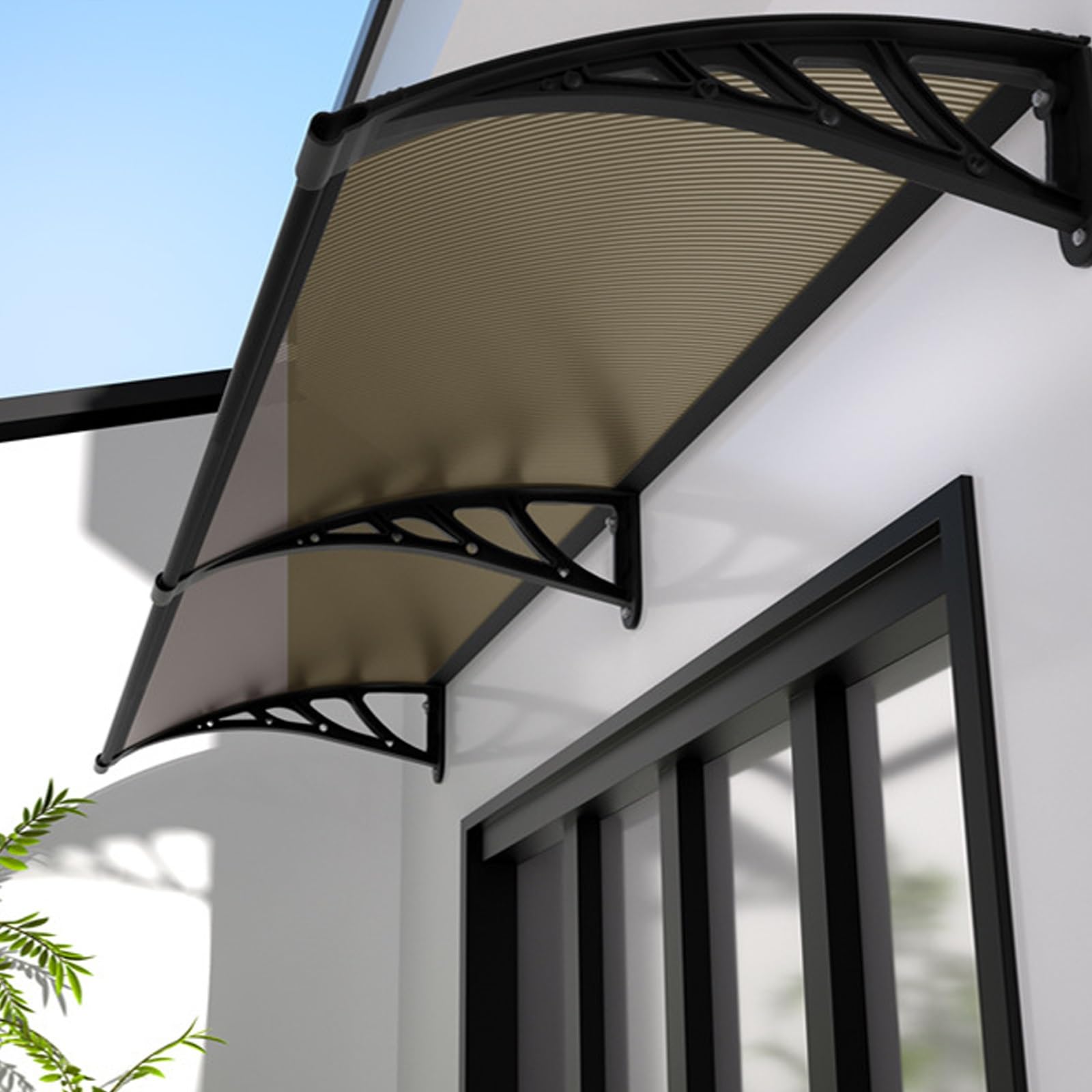 Stores Extérieurs pour Porte D'entrée, Panneau Transparent en Polycarbonate et Support en Aluminium, Auvent de Terrasse Extérieur(Blue,60 * 120cm/24 * 47in)