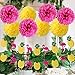 Wcaro Luau Party Supplies Flamingo Party Supplies Hawaiian Decorations Luau Decor Yellow Rose Red Tissue Paper Pom Poms Flamingo Pineapple Banner For Tropical Luau Hawaiian Summer Party Supplies