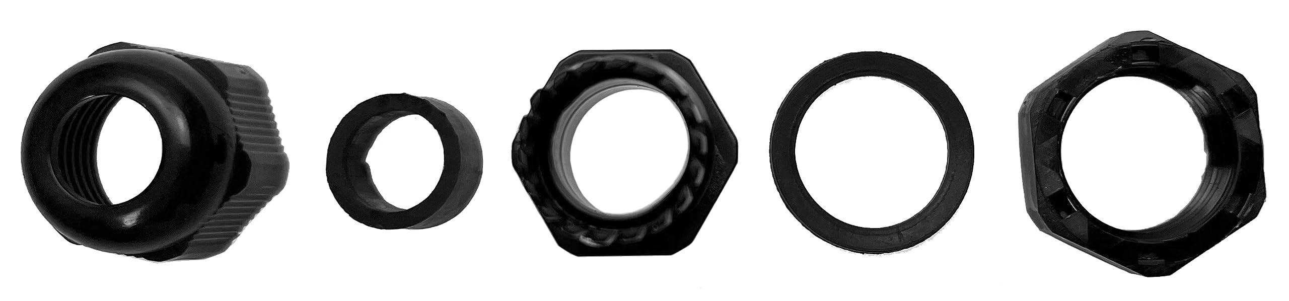 Alkan Glándulas de cable de plástico M12 x 1,5 IP68, 10 unidades, 3-6,5 mm | Pasacables métricos negros con contratuerca, impermeable IP68, paso de cable para cables y cables