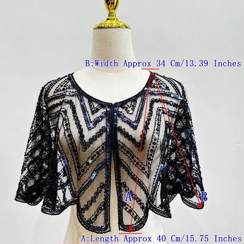 1920s Shawl Evening Shawl Bridal Wrap Handmade Sequin Beaded Shawls And Wraps For Evening Dresses Wedding Party Etc - Image 3