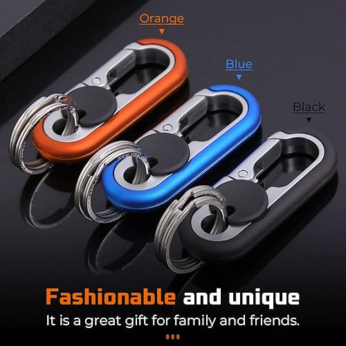 Miniatura 2 de Llavero de auto para hombre, doble capa de cadena antipérdida, llavero de auto con cintura metálica para hombre