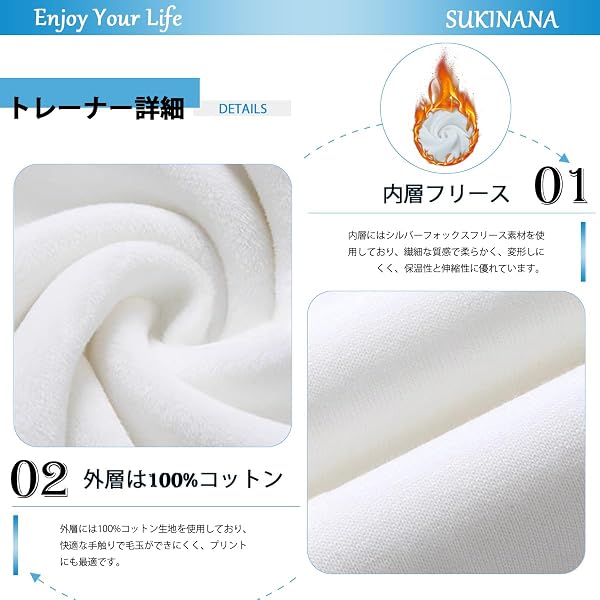 Sukinana 12.4オンス トレーナー メンズ 裏起毛 綿 パーカー tシャツ 長袖 ゆったり 秋服 冬服 春服 カジュアル 無地 レディース スウェット 男女兼用 複数色選び - 4