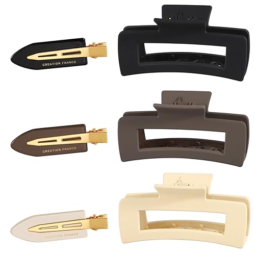 3 pinzas cuadradas grandes de 413 pulgadas y 3 pinzas para el cabello de 26 pulgadas sin doblar juego de pinzas para el cabello para mujeres y niñas