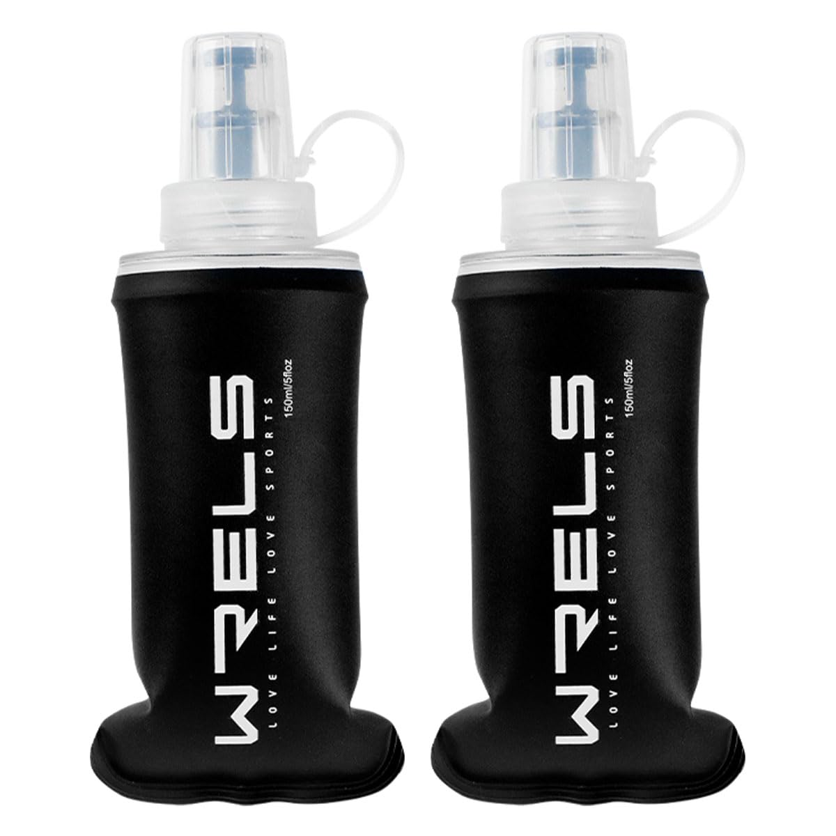 WRELS 2x 150ml Soft Flask Running Water Bottles,TPU BPA Free Collapsible Lightweight Soft Water Bottle for Running Vest & Outdoors Sports โ image 1