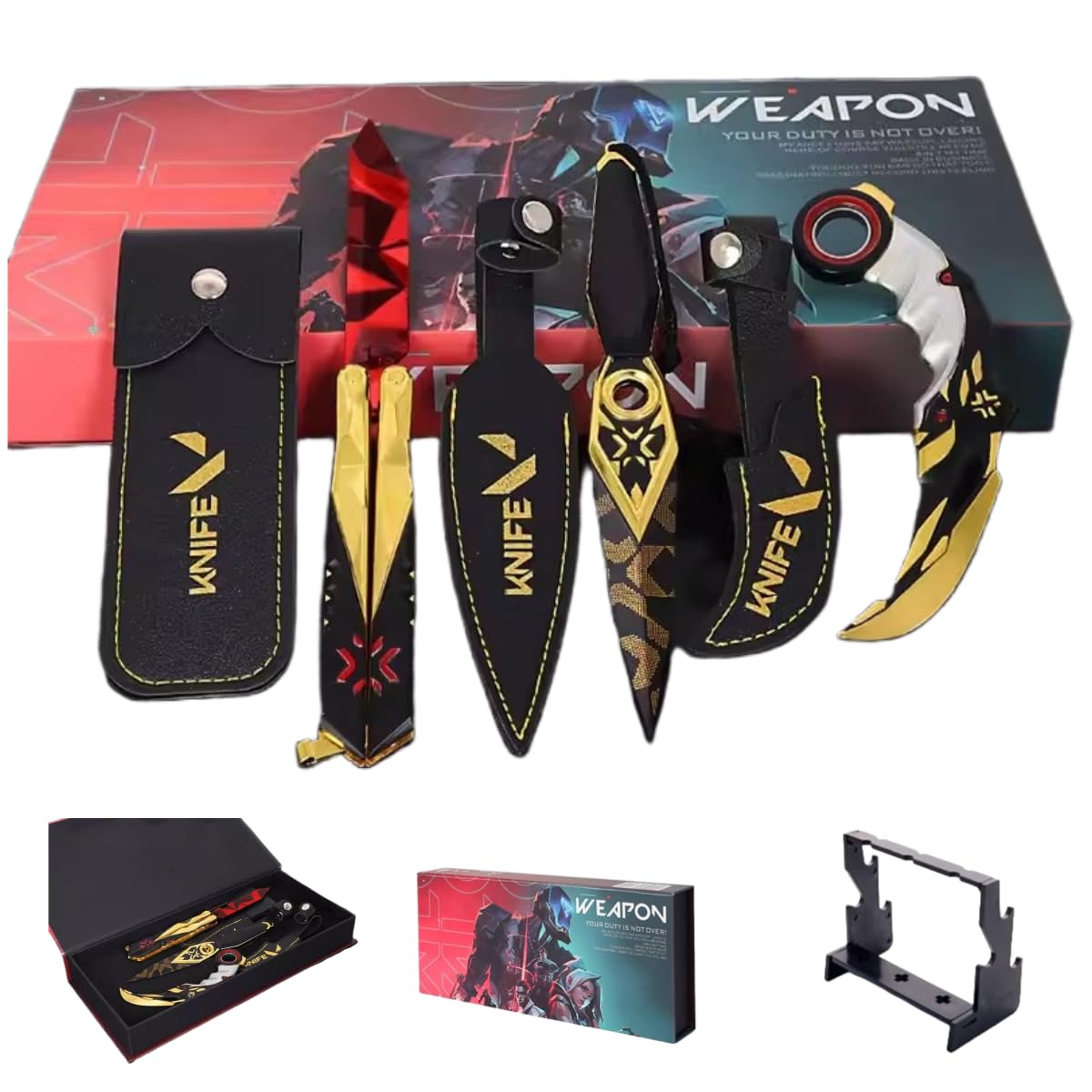 Amazon.co.jp: 2024 ヴァロラント ナイフ 3点セット 革鞘付き Valorant  