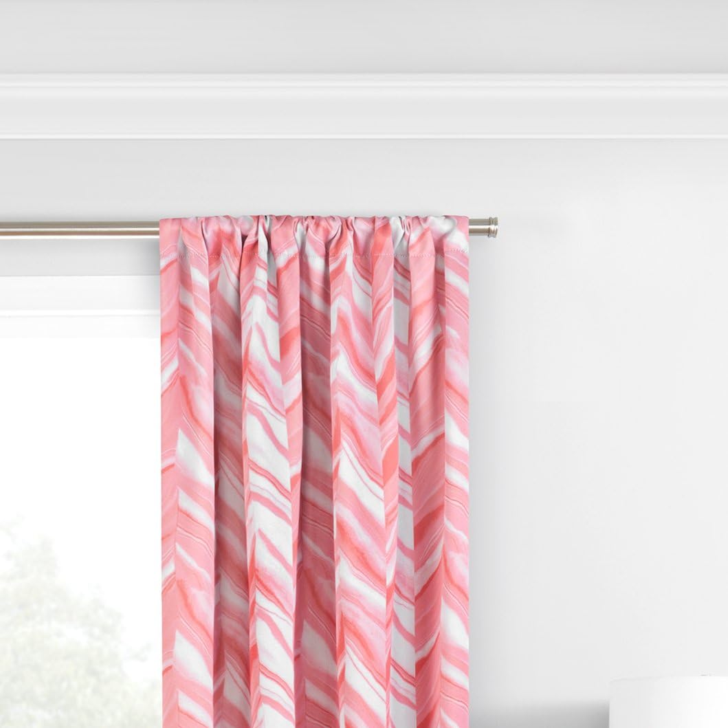 Eclipse Haley Thermal Insulated Single Panel Rod Pocket Darkening Curtains for Living Room, 37 in x 84 in, Coral